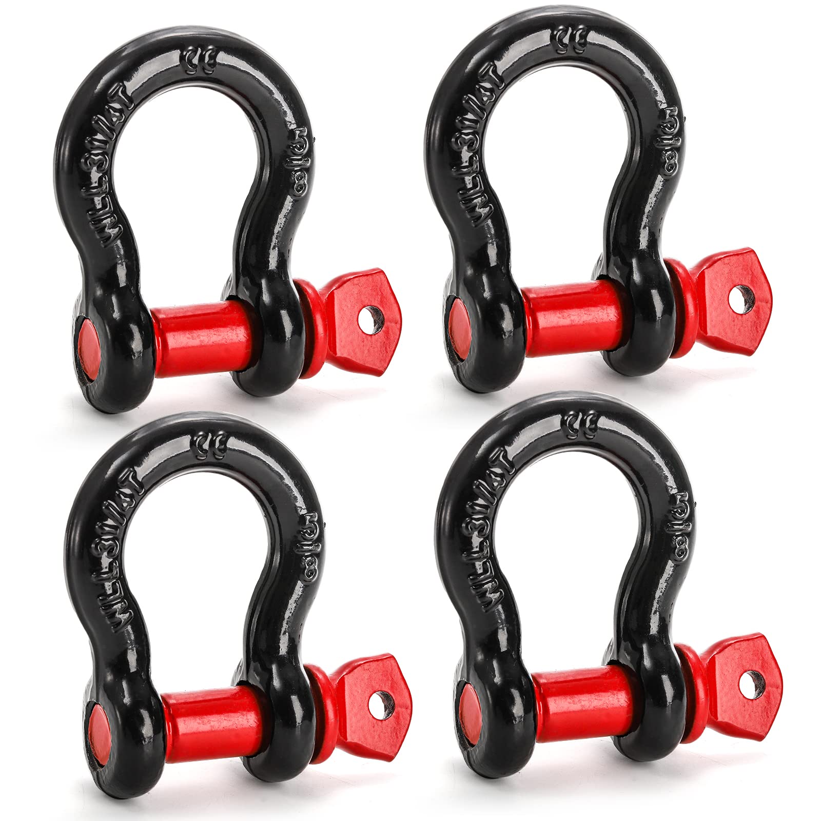 Bekith 4-pack 58 D-ring shackle with 3-4 pin for versatile towing and recovery.