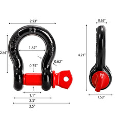 Bekith black powder-coated D-ring shackle for corrosion resistance.
