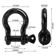 Bekith heavy-duty shackle fits most front or rear bumper D-ring mounts.
