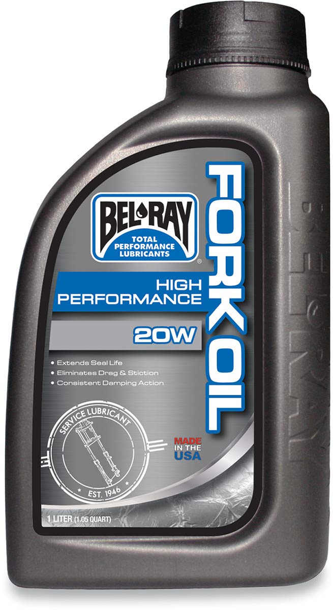 Bel-Ray Fork Oil 20W bottle pour for quick top-ups and precise lubrication.