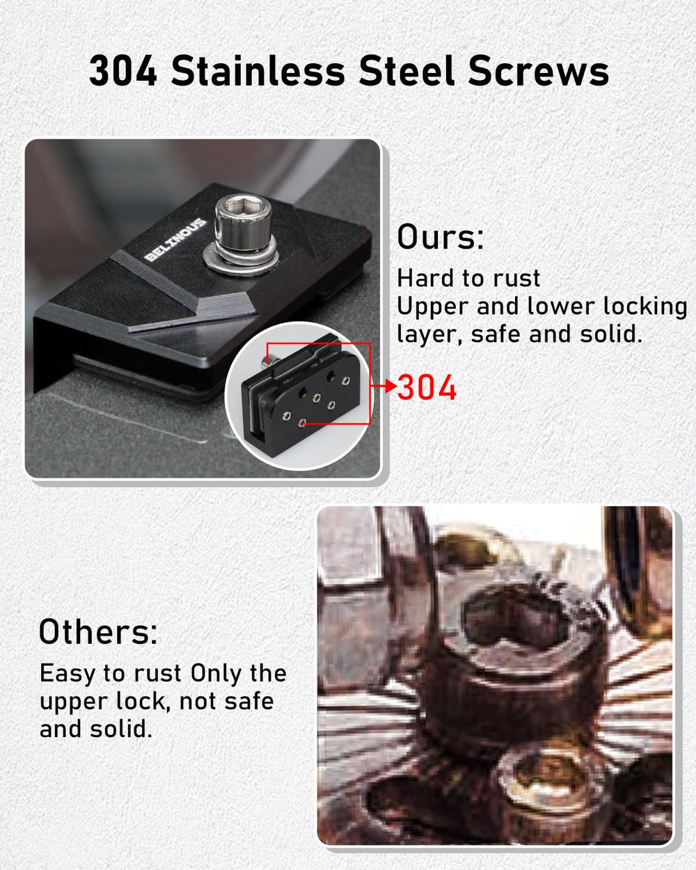 Belinous 6063 aluminum hood bracket resists corrosion in all weather.