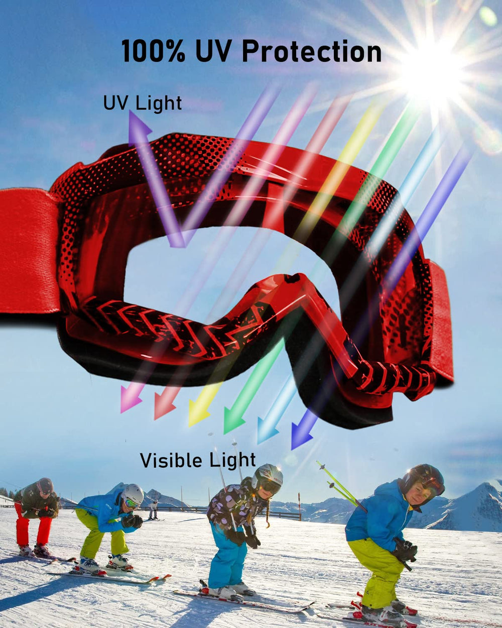 BELINOUS kid riding goggles 180-degree vision for wide view
