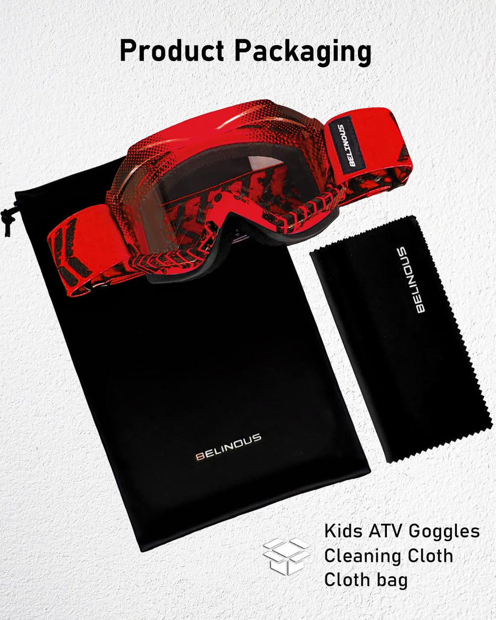 BELINOUS kid riding goggles compact case for storage