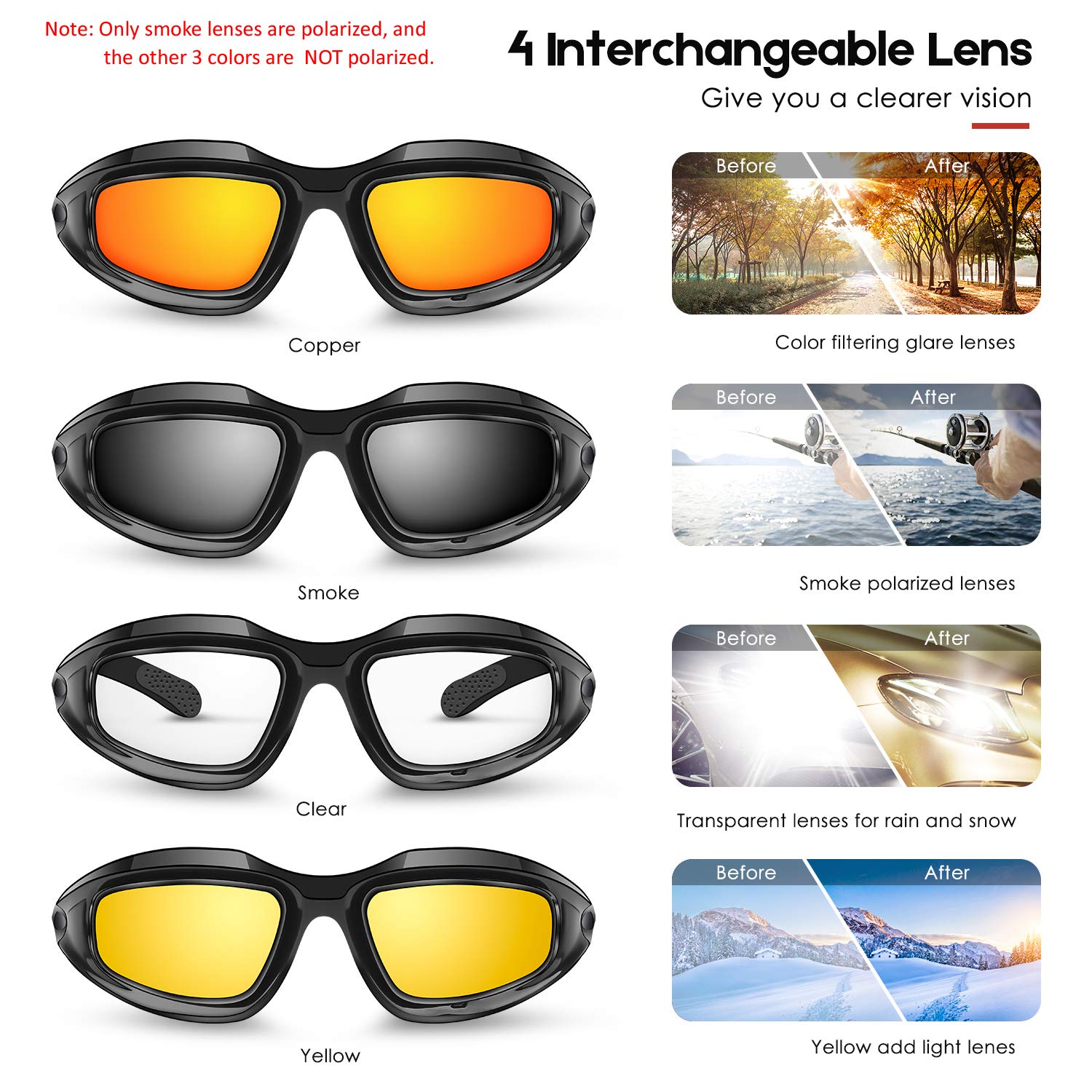BELINOUS cadmium yellow lens glasses for high-contrast dusty rides