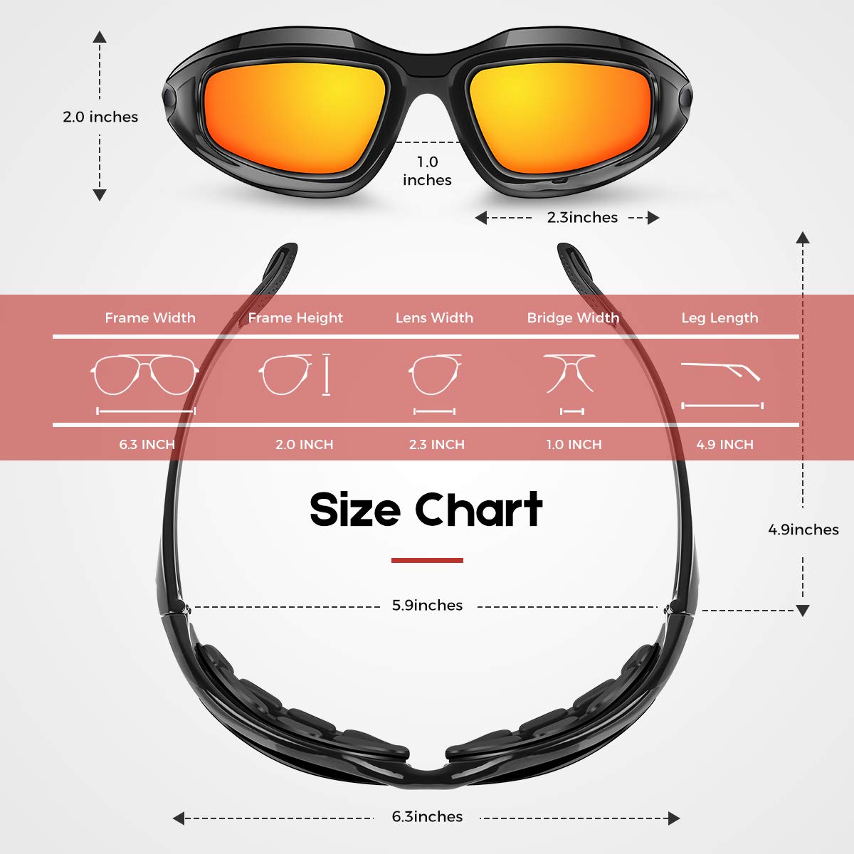 BELINOUS motorcycle glasses with clear MLC lens for versatile visibility