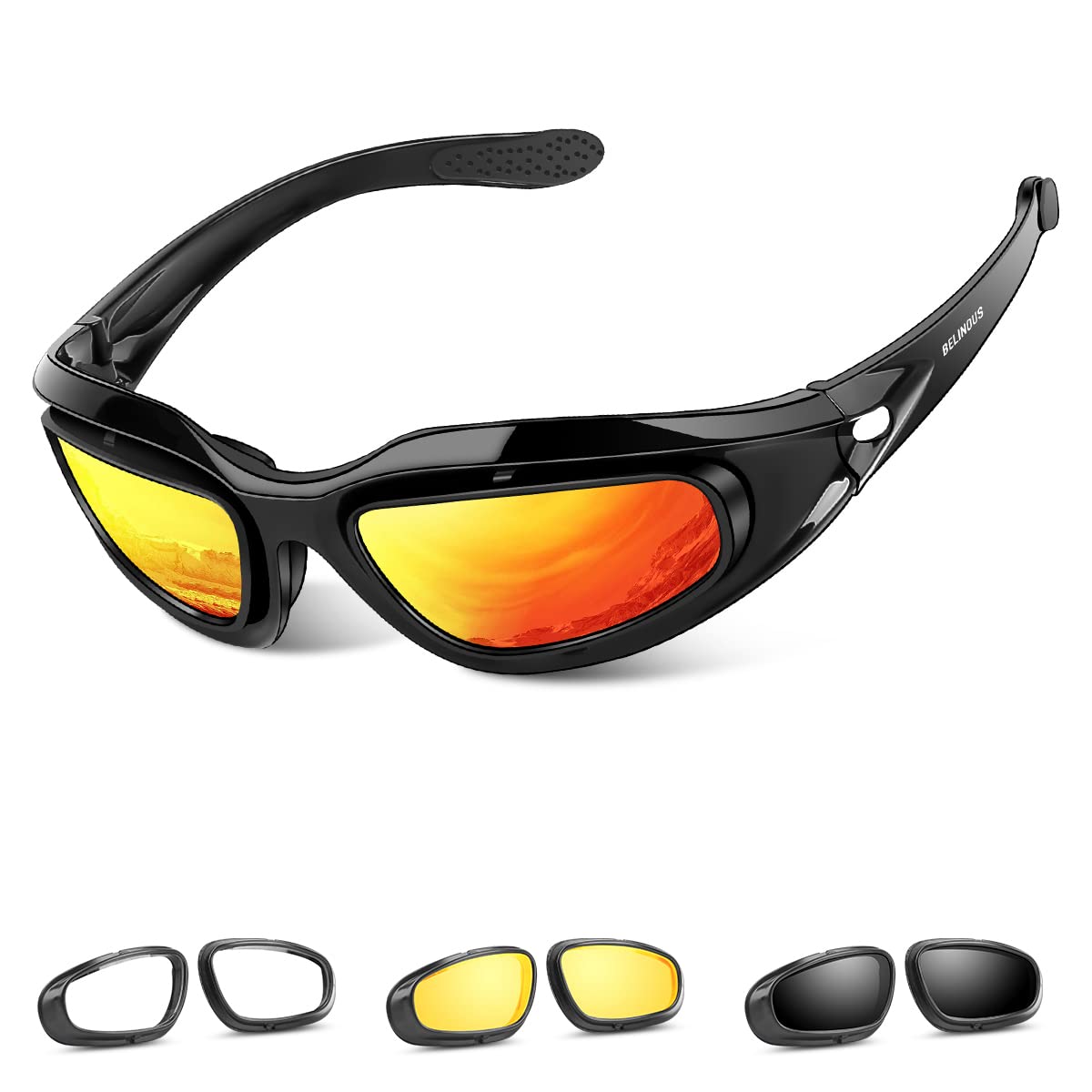 BELINOUS polarized motorcycle glasses with smoke lens for clear daytime riding