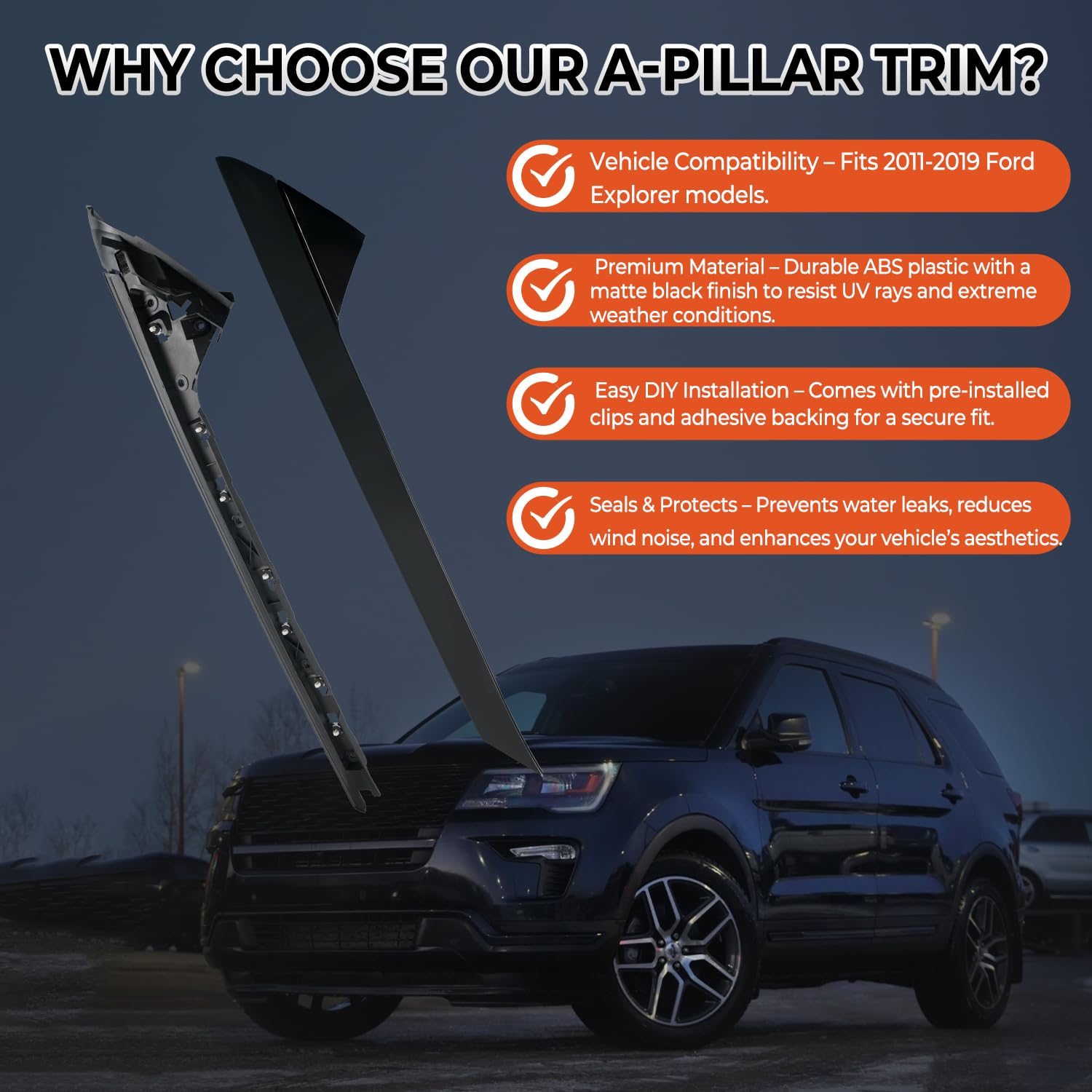 BELKEBIR A-Pillar replacement-look trim for an OEM-like appearance