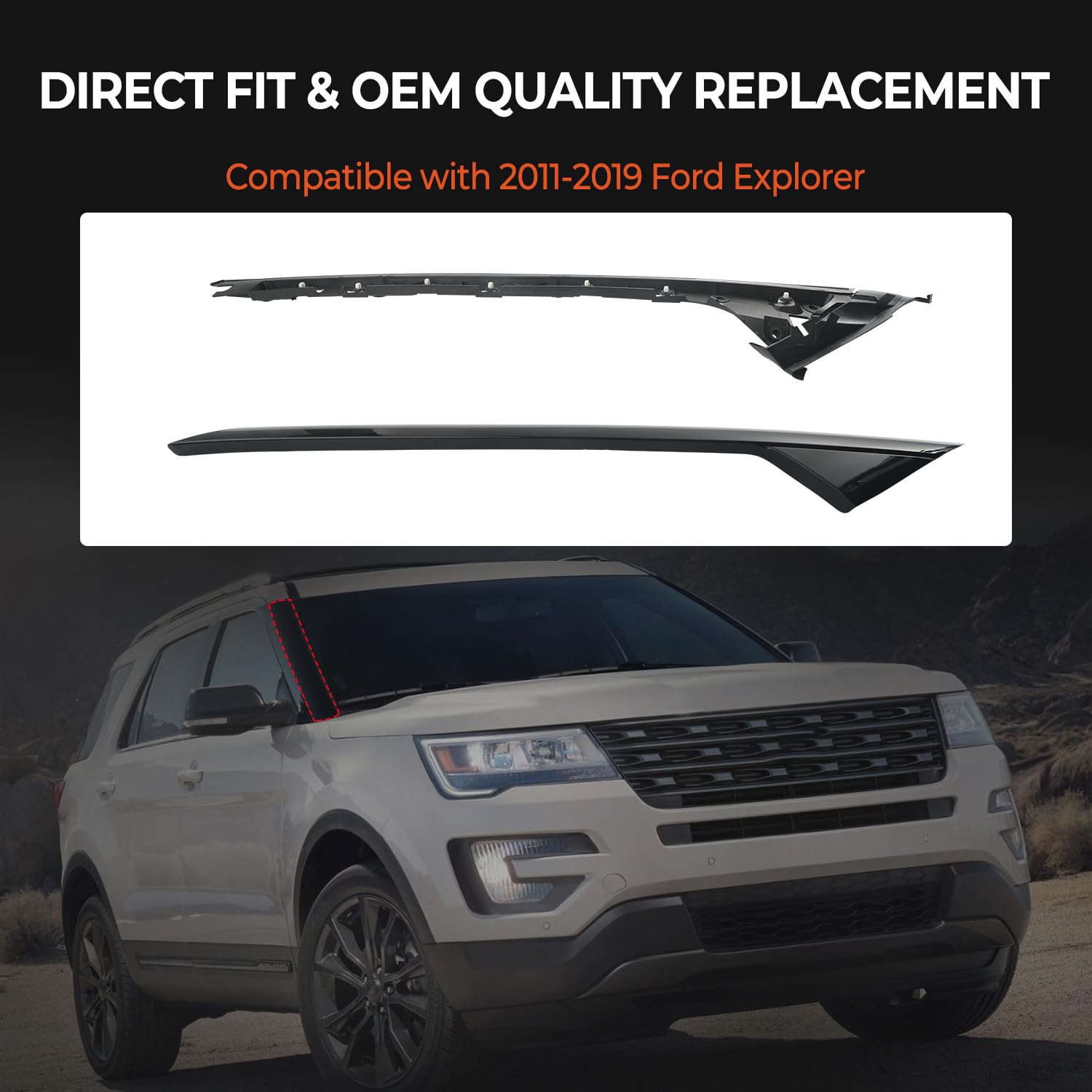 BELKEBIR A-Pillar right inner windshield trim enhances seal and reduces wind noise