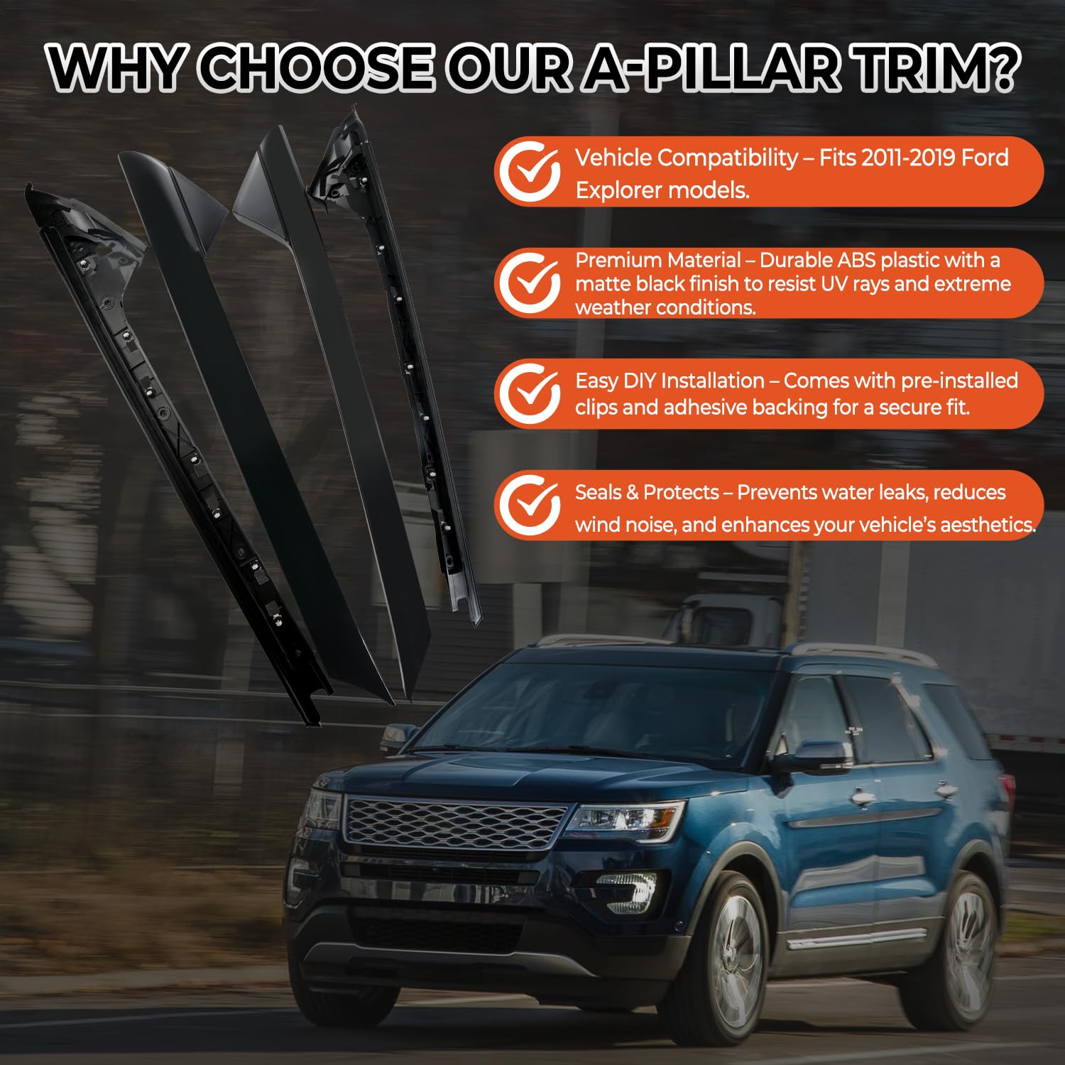 BELKEBIR A-Pillar Trim UV-resistant matte finish for longevity