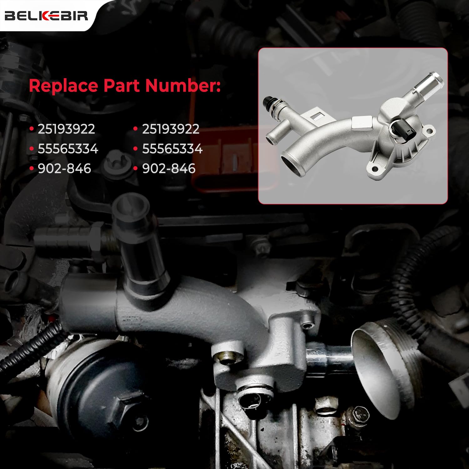 BELKEBIR coolant housing outlet for Trax 1.4L highlighting efficient coolant flow potential.