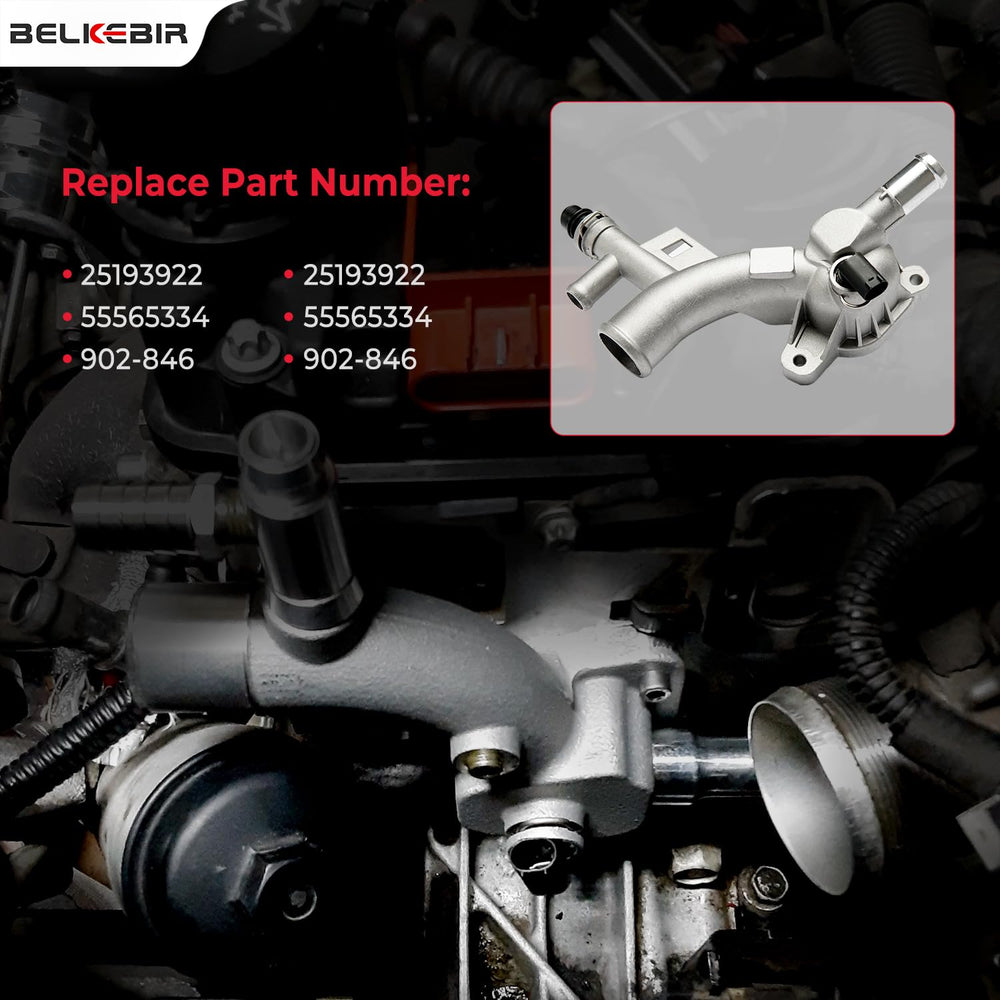 BELKEBIR coolant housing outlet for Trax 1.4L highlighting efficient coolant flow potential.