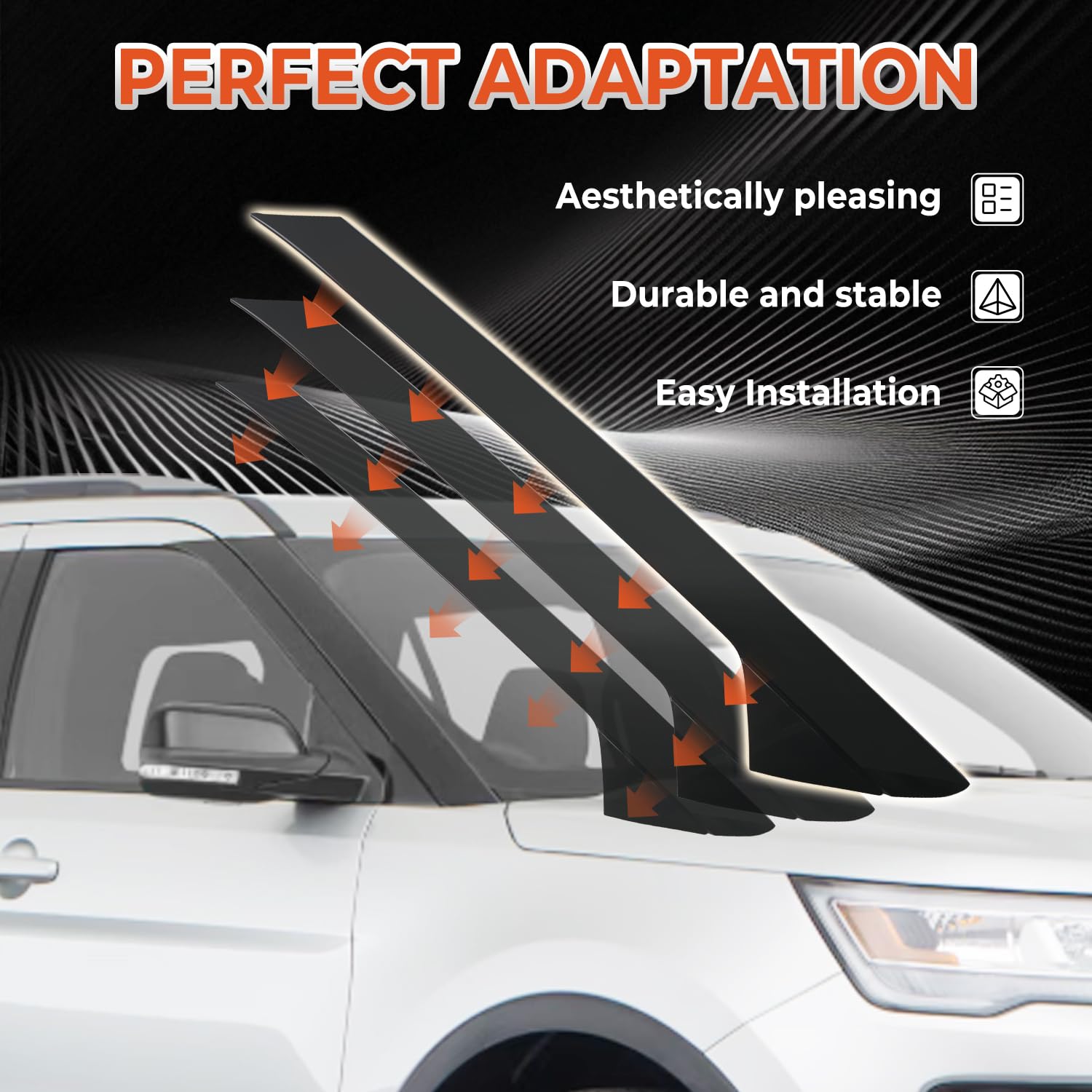 BELKEBIR A-Pillar trim UV-resistant finish endures sun exposure.