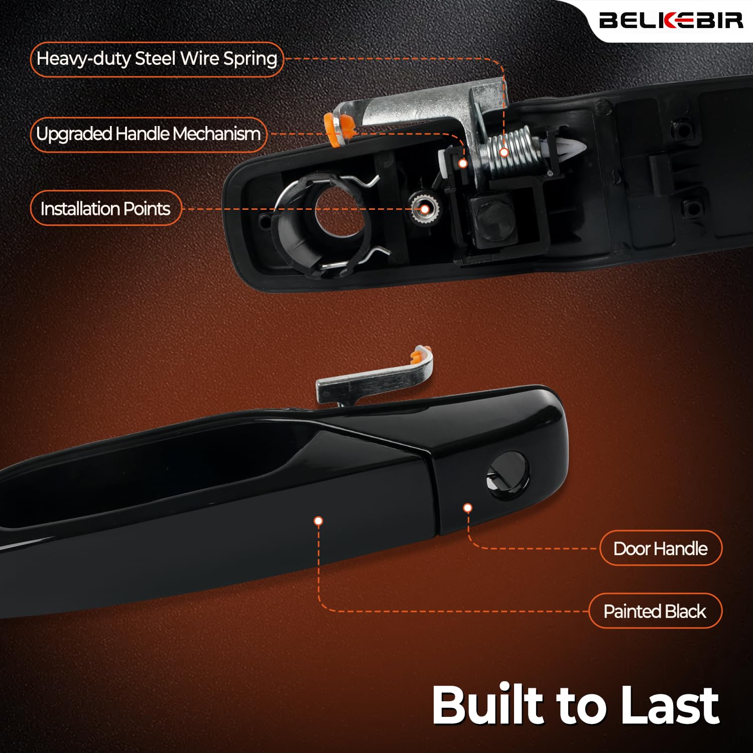 BELKEBIR door handle assembly guide view for DIY replacement.