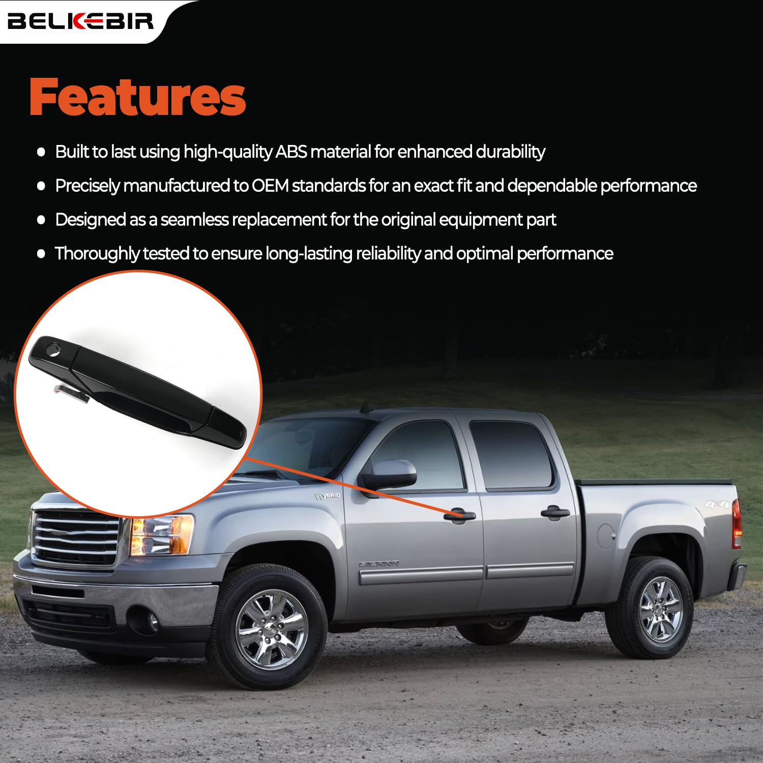 Textured finish of BELKEBIR black front-left door handle mirrors factory styling.