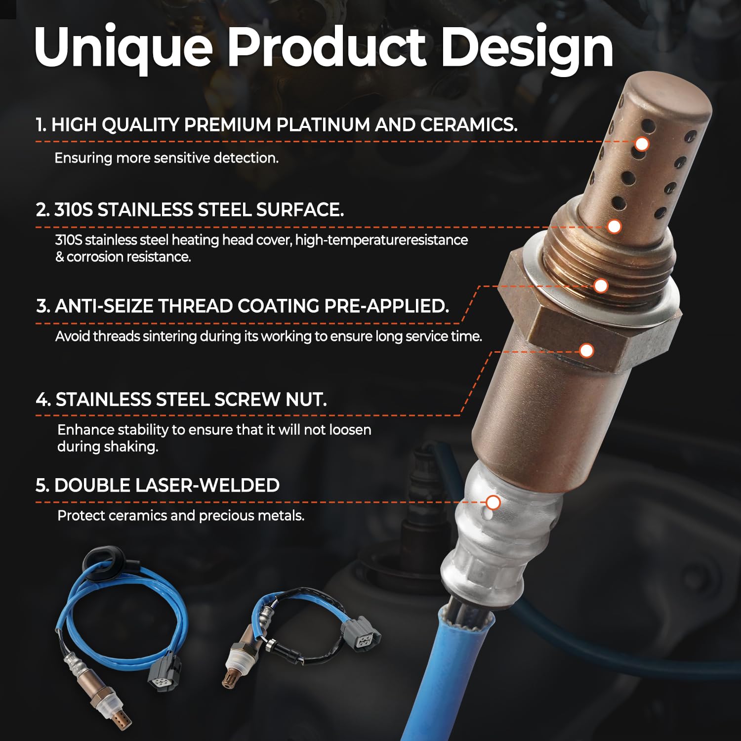 BELKEBIR O2 sensor in engine bay contributing to cleaner emissions and smoother drive.