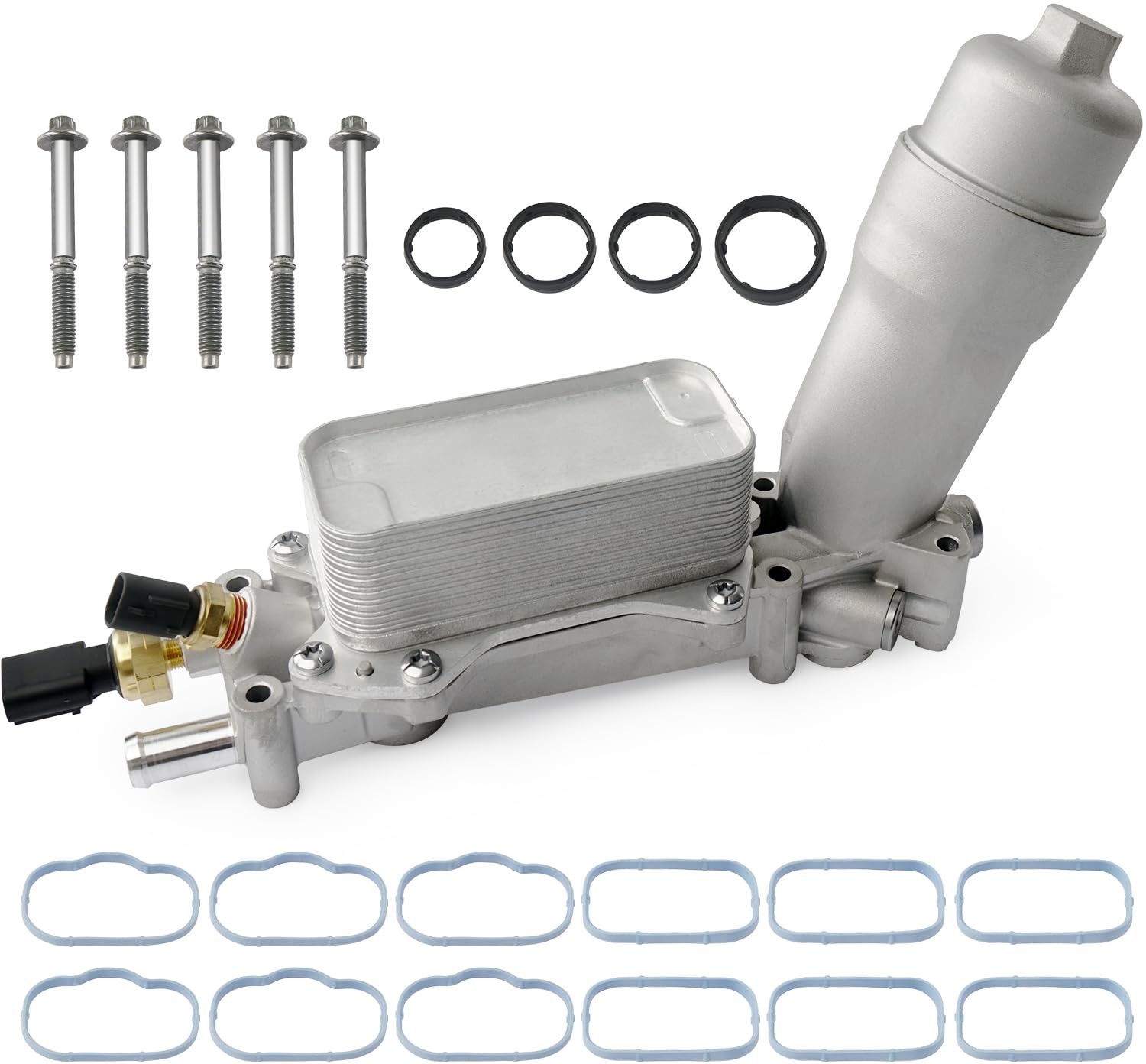 BELKEBIR oil filter housing kit highlighting durable aluminum construction for lasting engine protection.