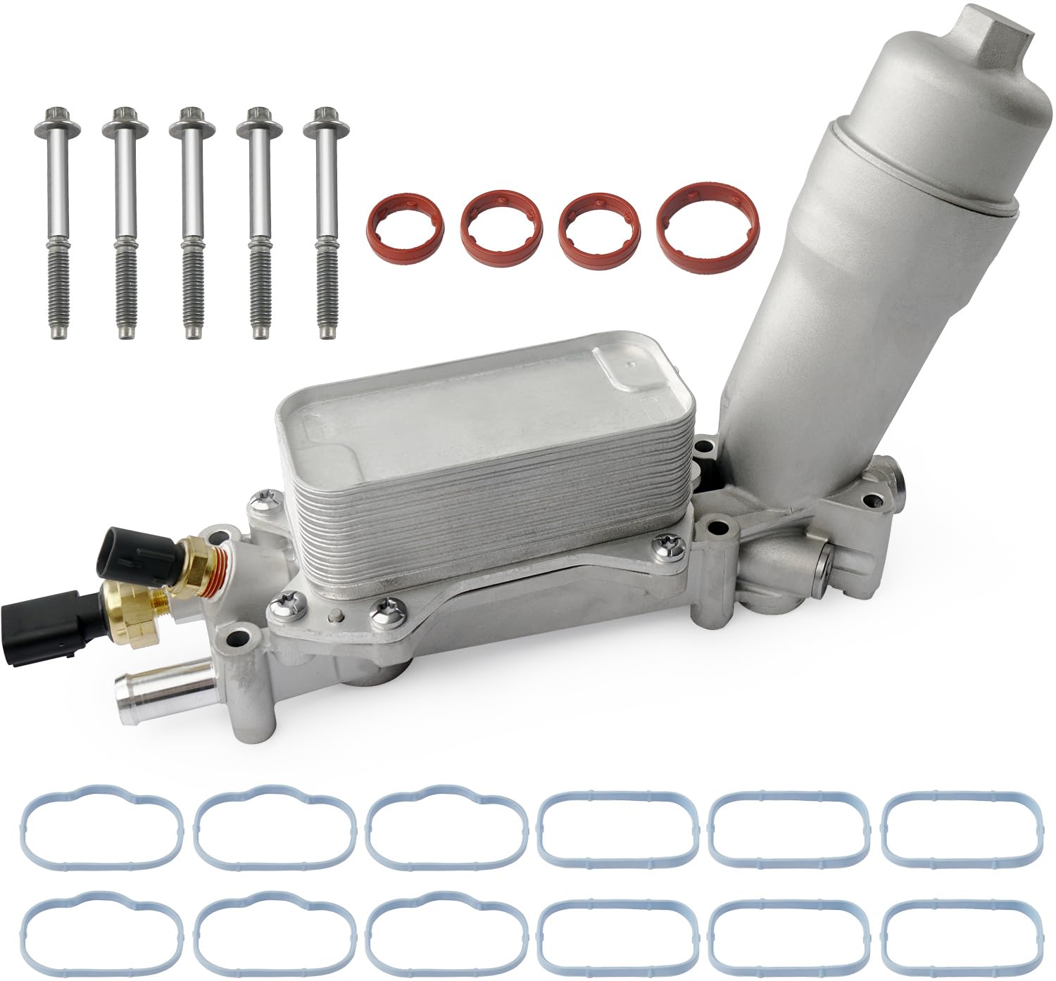 BELKEBIR oil filter housing kit with durable aluminum construction for lasting engine cooling.