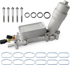 BELKEBIR oil filter housing kit highlighting durable aluminum construction for lasting engine protection.
