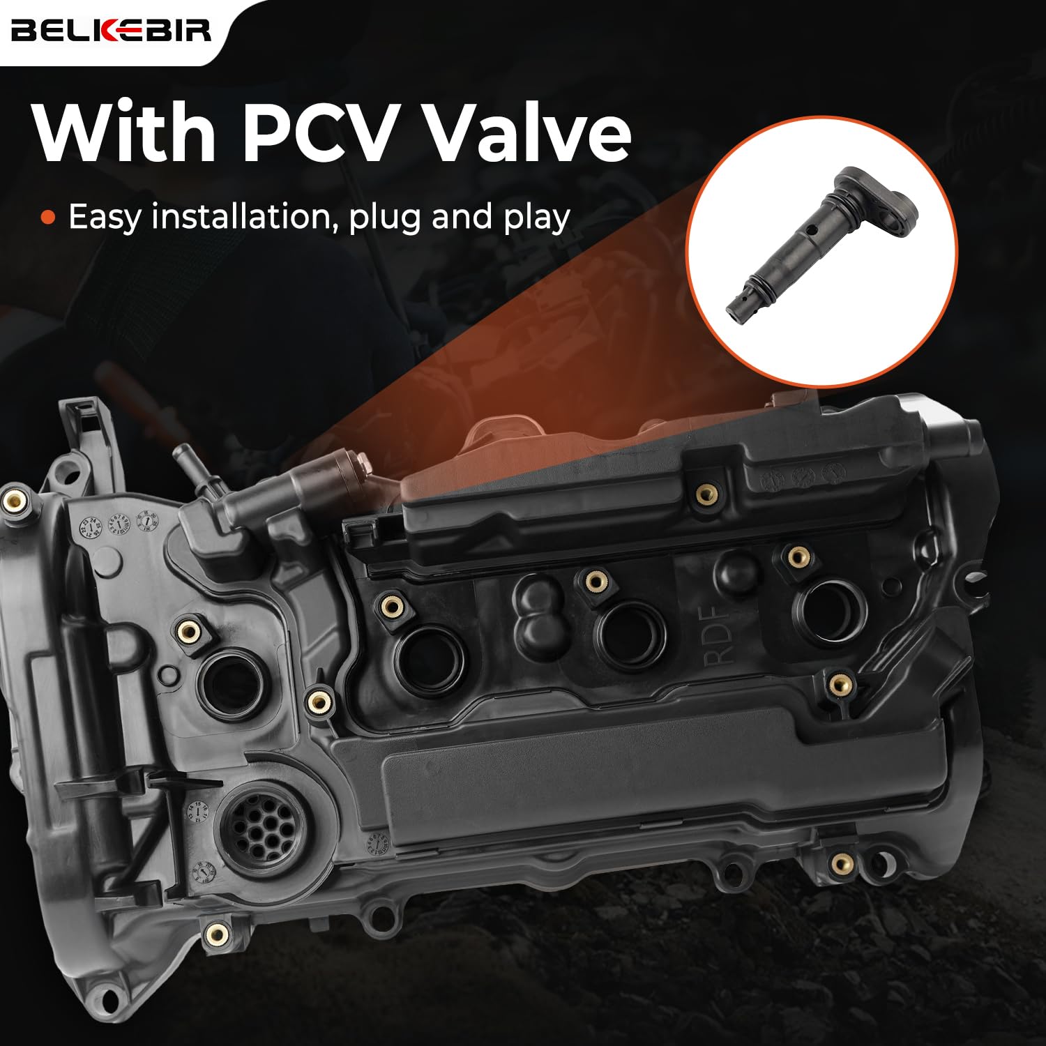 BELKEBIR PCV valve included with the cover for easy setup.