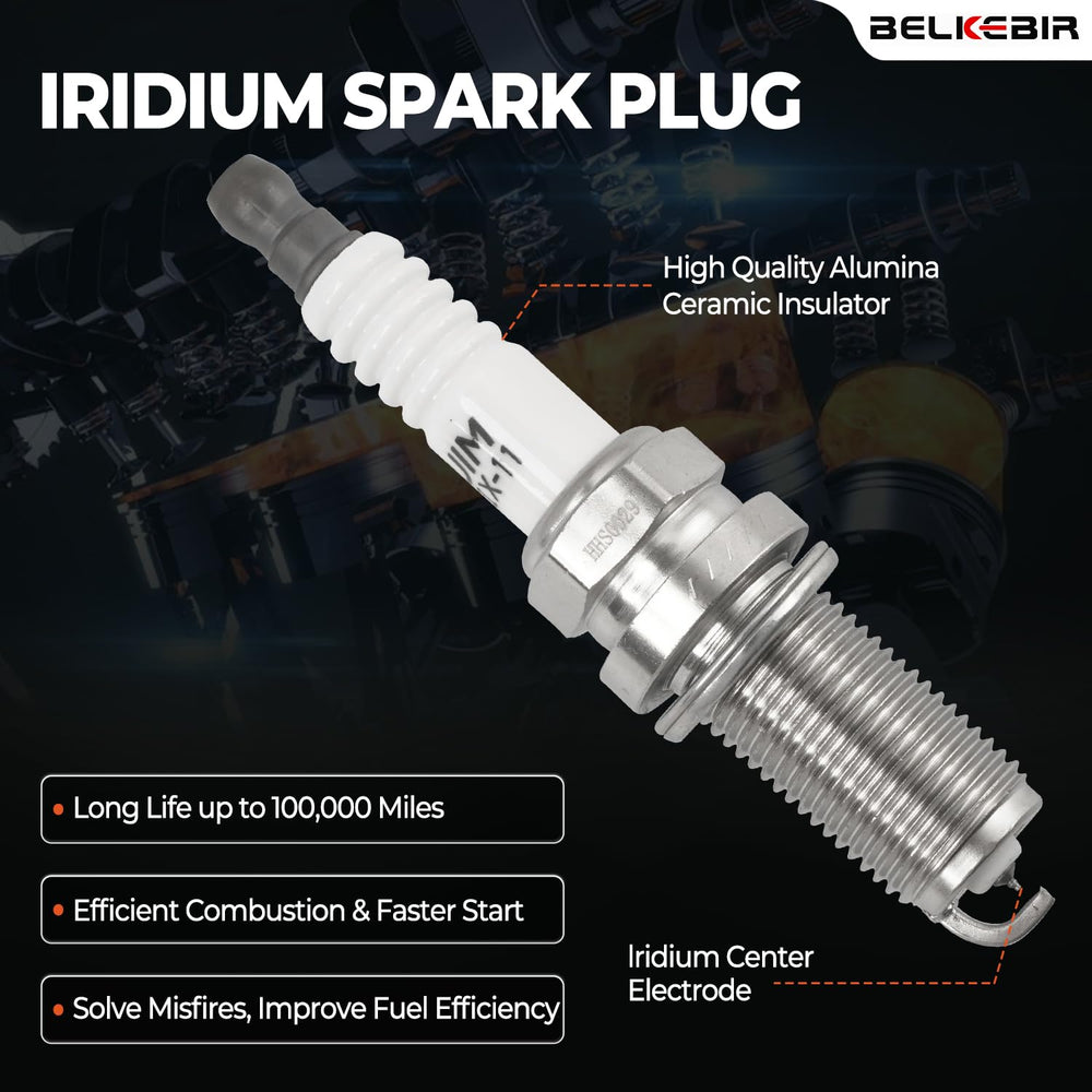 BELKEBIR iridium spark plugs installed for quick cold starts.