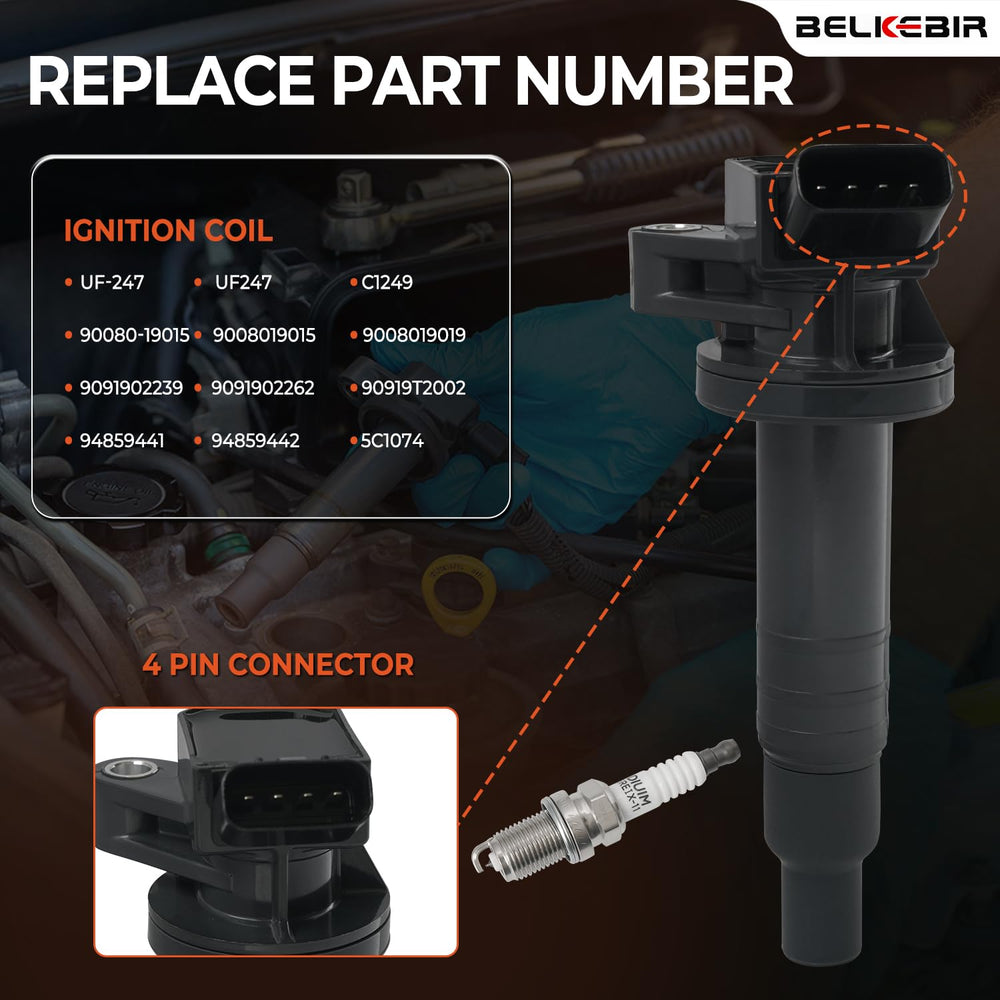 BELKEBIR Toyota Corolla 1.8L coil-pack close-up for simple installation.