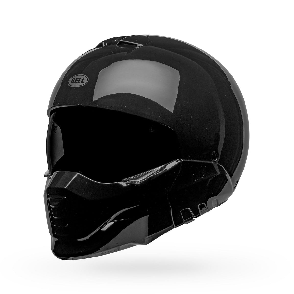 Bell Broozer gloss black helmet front view, bold street-ready look