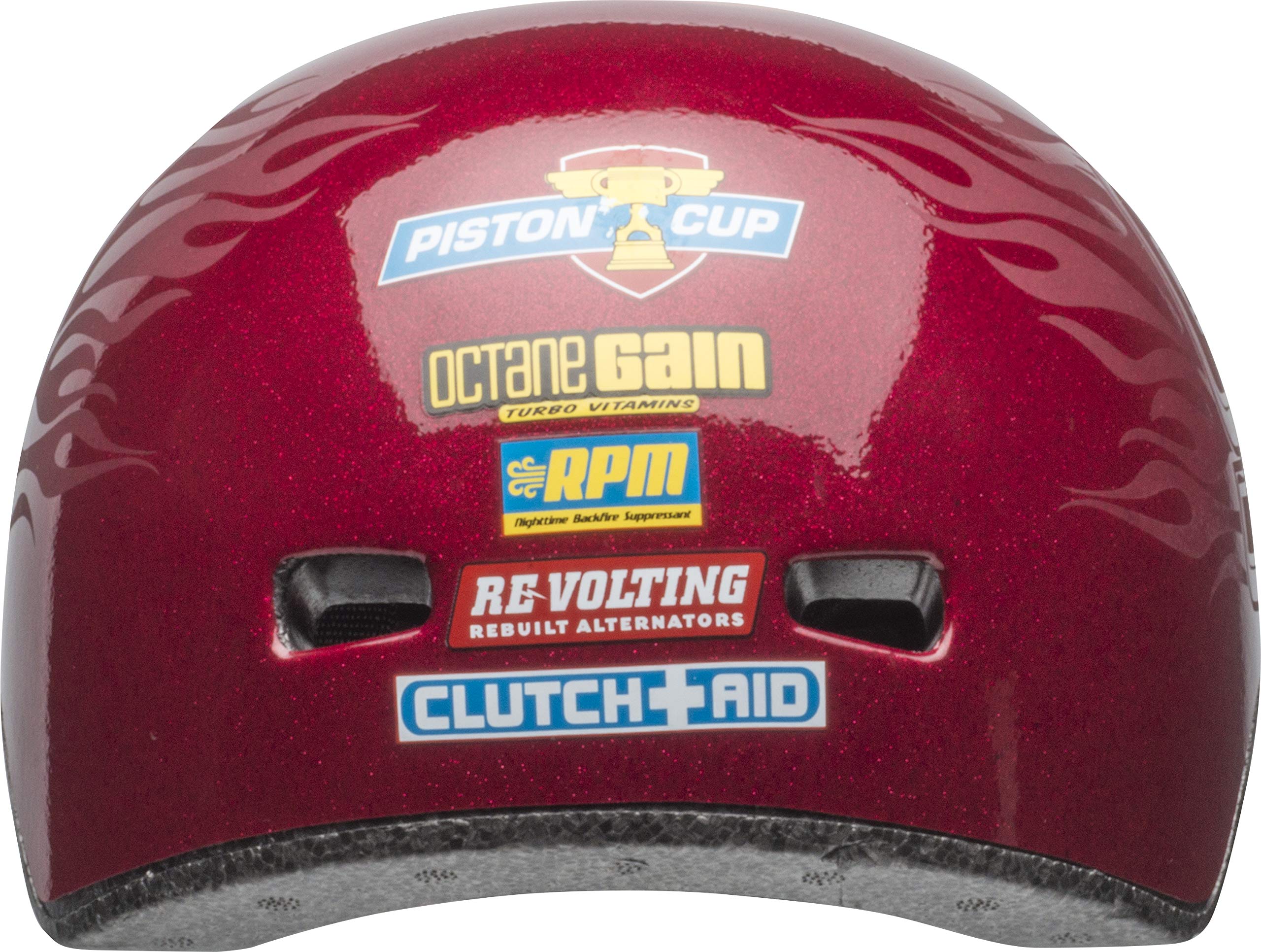 Bell Chrome Ghost Flame helmet in red with bold graphics for kids aged 5-8