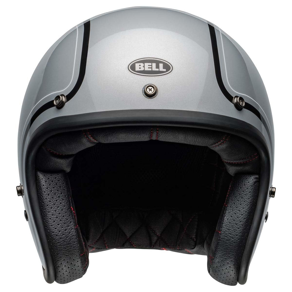 Bell Custom 500 Chief gloss gray side view emphasizes lightweight fiberglass shell.