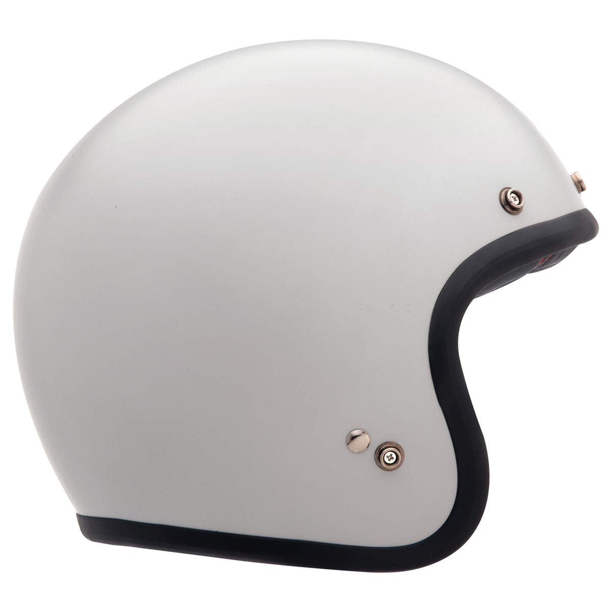 Bell Custom 500 helmet vintage white, front view emphasizes retro styling and compact fit