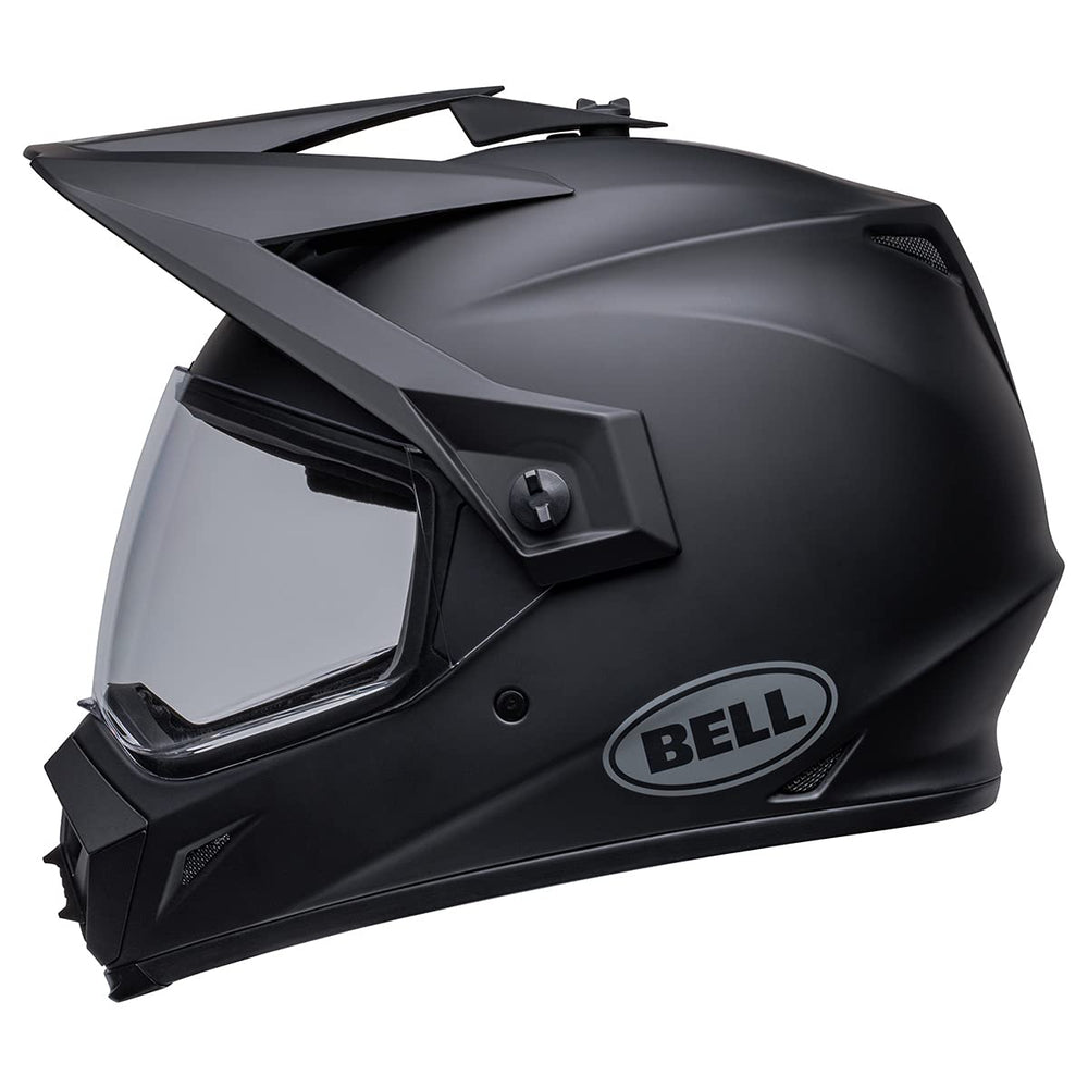 Bell MX-9 Adventure MIPS helmet shield down for quick shield change.