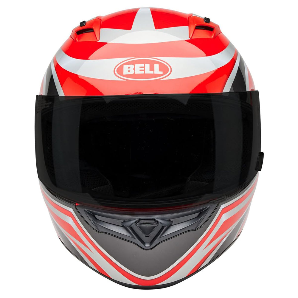 Bell Qualifier full-face helmet side profile in conduit red highlights lightweight construction.