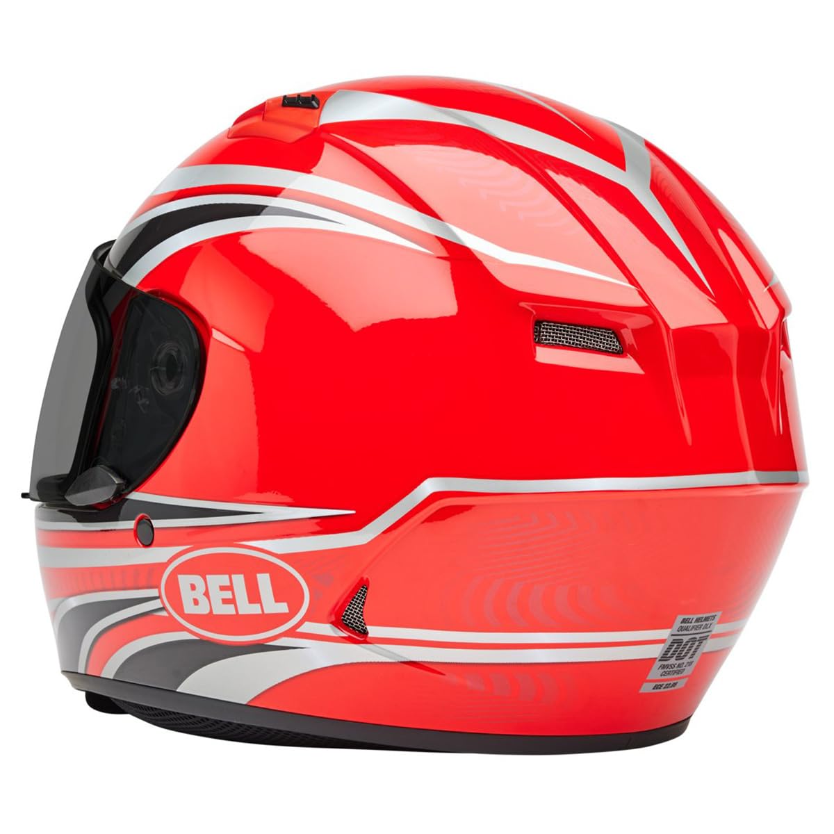 Bell Qualifier full-face helmet top view reveals ventilation channels and sleek silhouette.