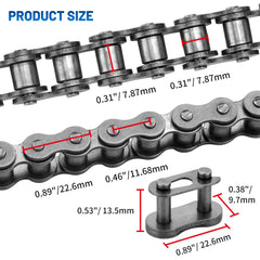 Belleone 40-roller chain made from 40Mn high carbon steel for strength