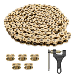 Belleone 520 gold chain with 120 links ready for rugged riding.