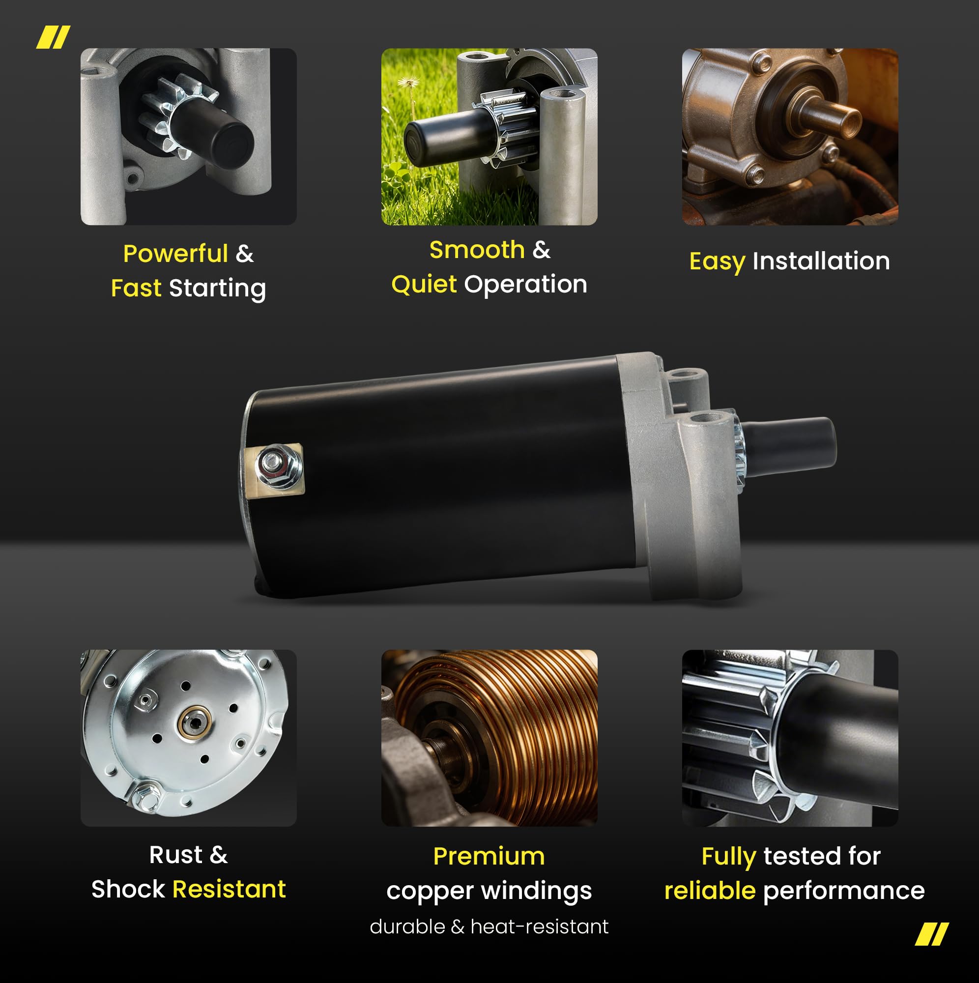 Cross-compatibility illustration with various mower models and Kohler engines.