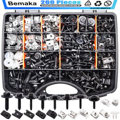 Bemaka 260pcs auto body bolt kit in box organized for easy selection.