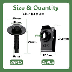 Bemaka 50pcs M6 bolts kit side view showing durable carbon steel construction