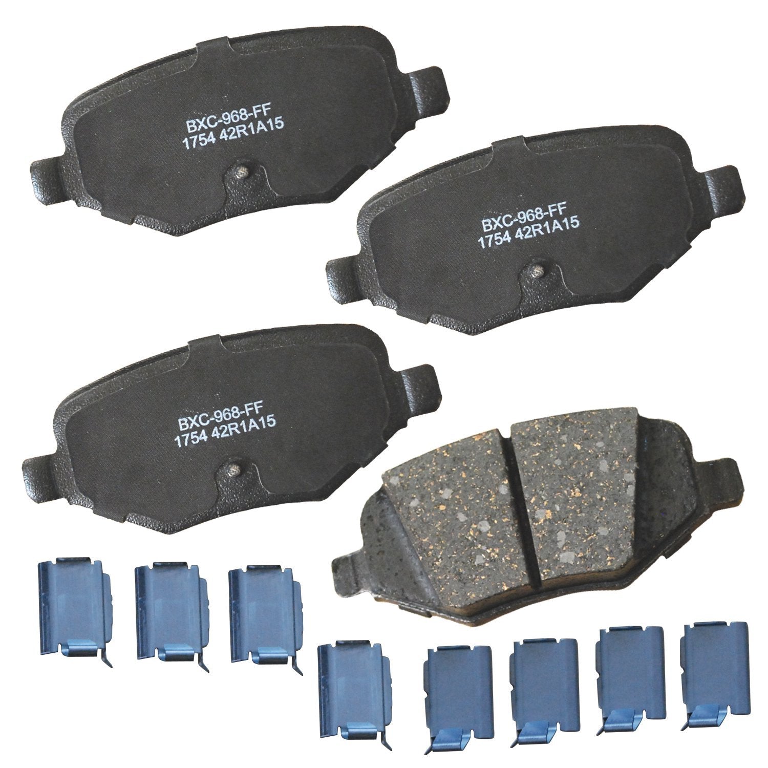Bendix Premium SBC1754 rear brake pad close-up shows ceramic design for durability