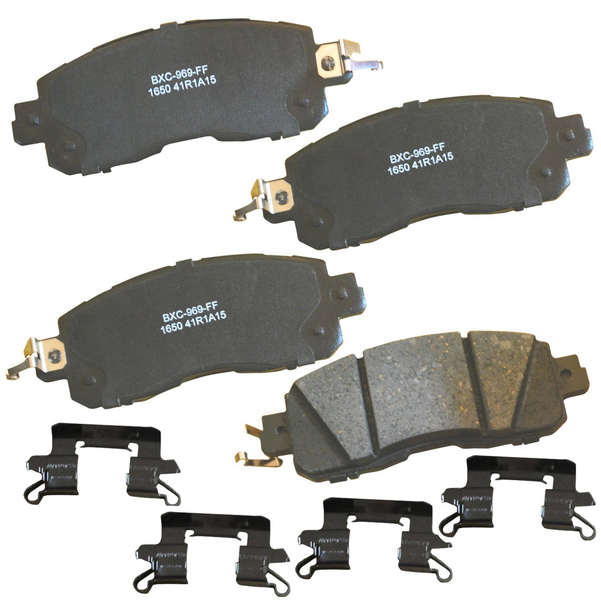 Bendix Premium SBC1650 front brake pad close-up showing ceramic composition for smooth braking
