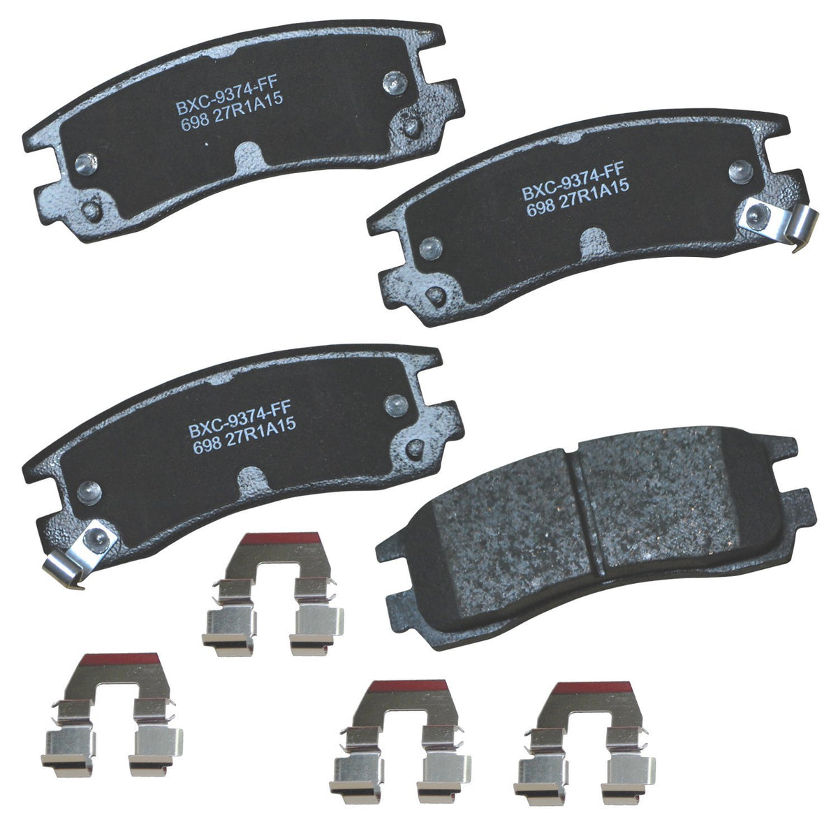 Bendix Premium SBC698 ceramic rear brake pad closeup shows durable material for longevity