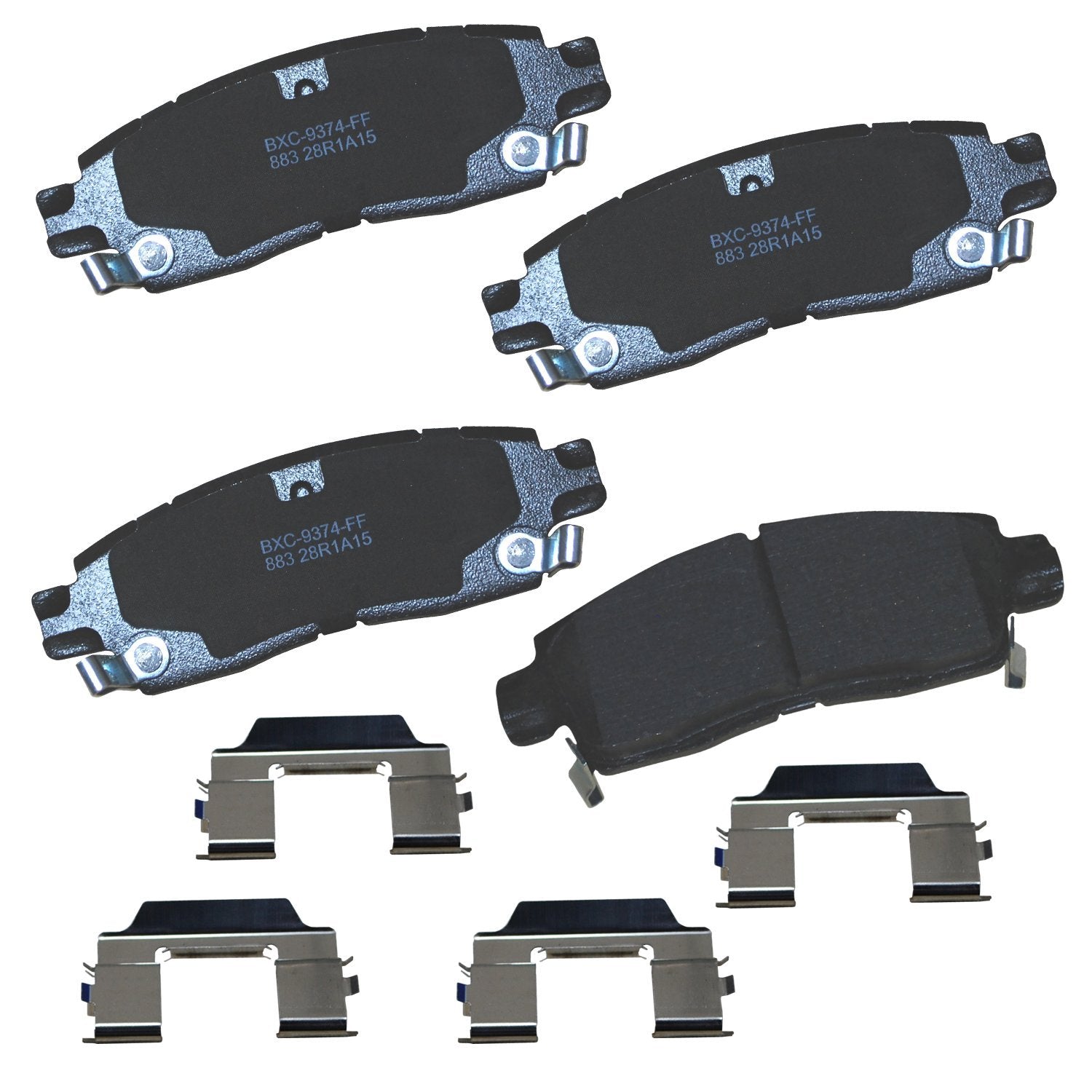 Bendix Premium SBC883 ceramic rear brake pads front view for Buick Enclave, enabling smooth daily braking.