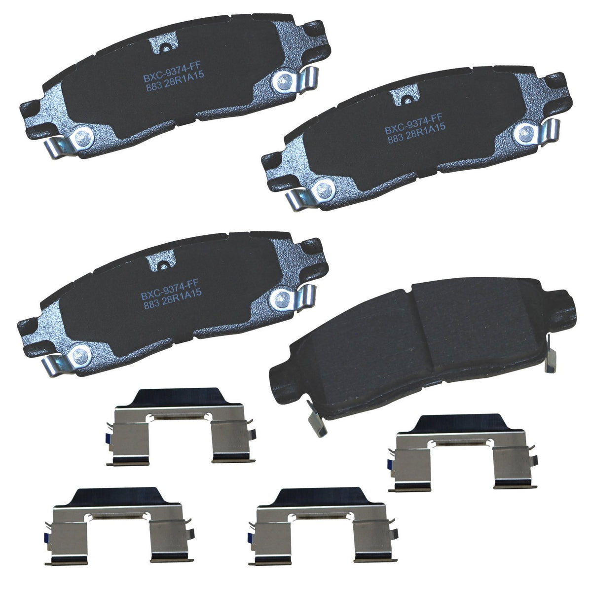 Bendix Premium SBC883 ceramic rear brake pads front view for Buick Enclave, enabling smooth daily braking.