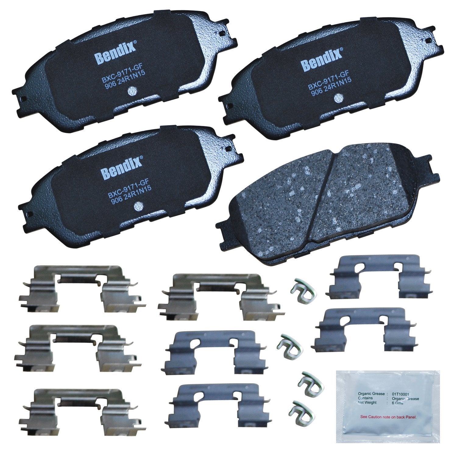 Bendix Priority1 ceramic front brake pads kit for OE fit and quiet braking.