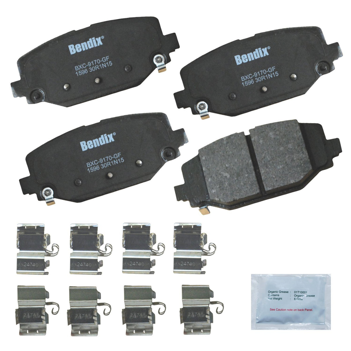 Bendix Priority1 ceramic rear brake pads for reliable stopping performance.