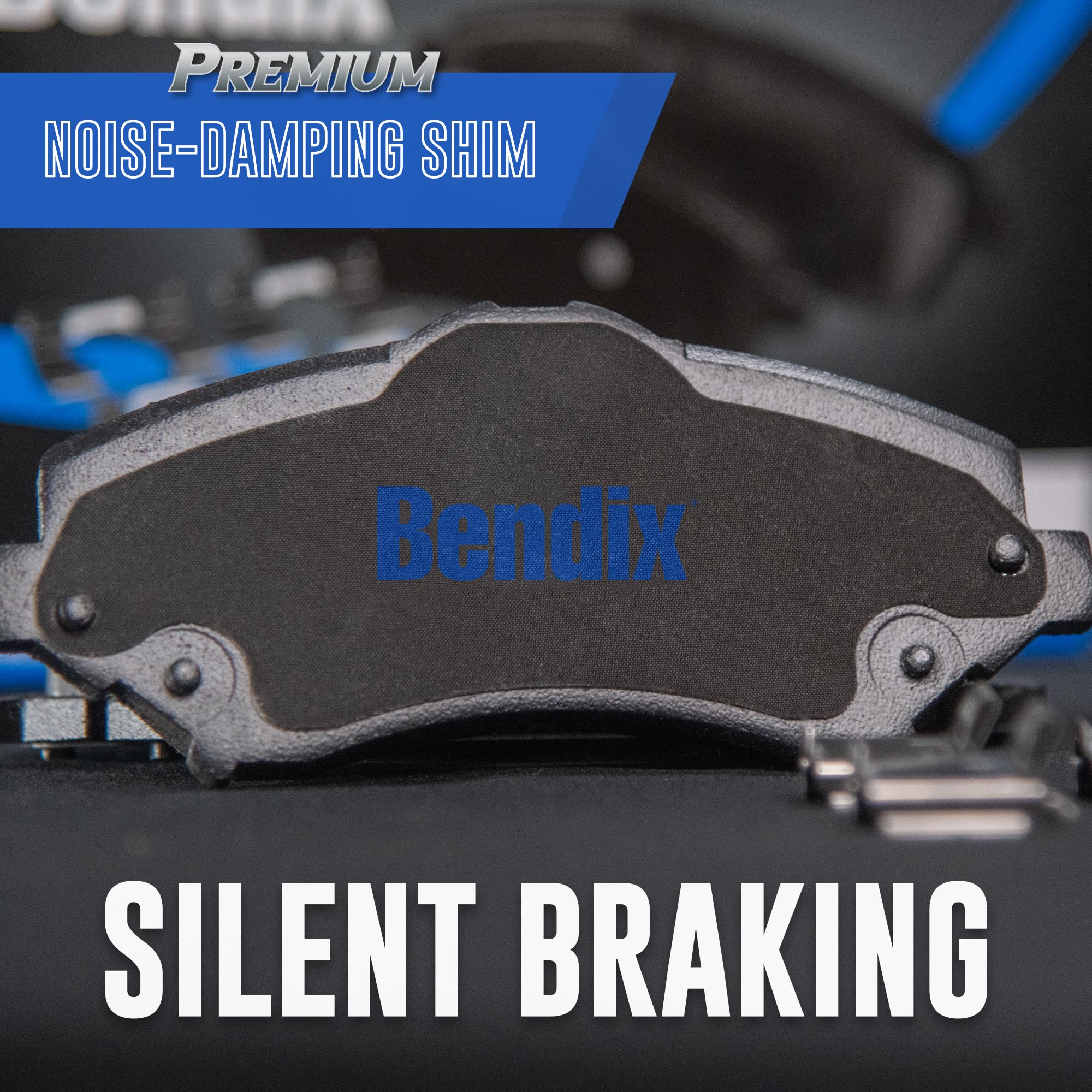 Bendix pad thickness shown next to ruler to illustrate wear life expectancy