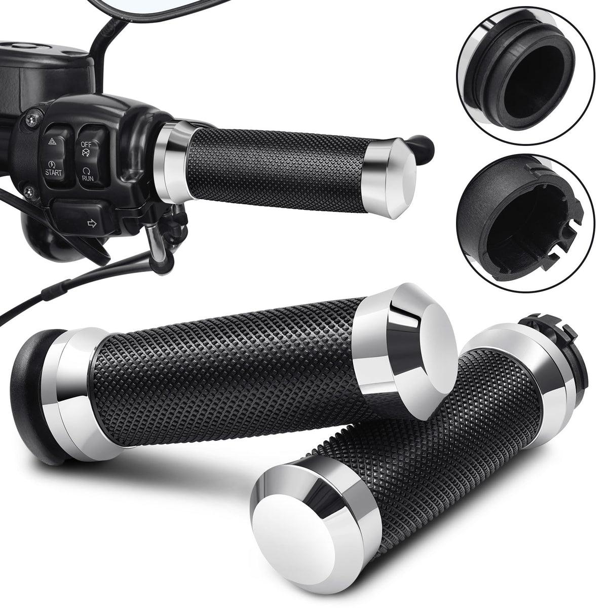 Benlari 1-inch Harley hand grips with precise control and secure handling.