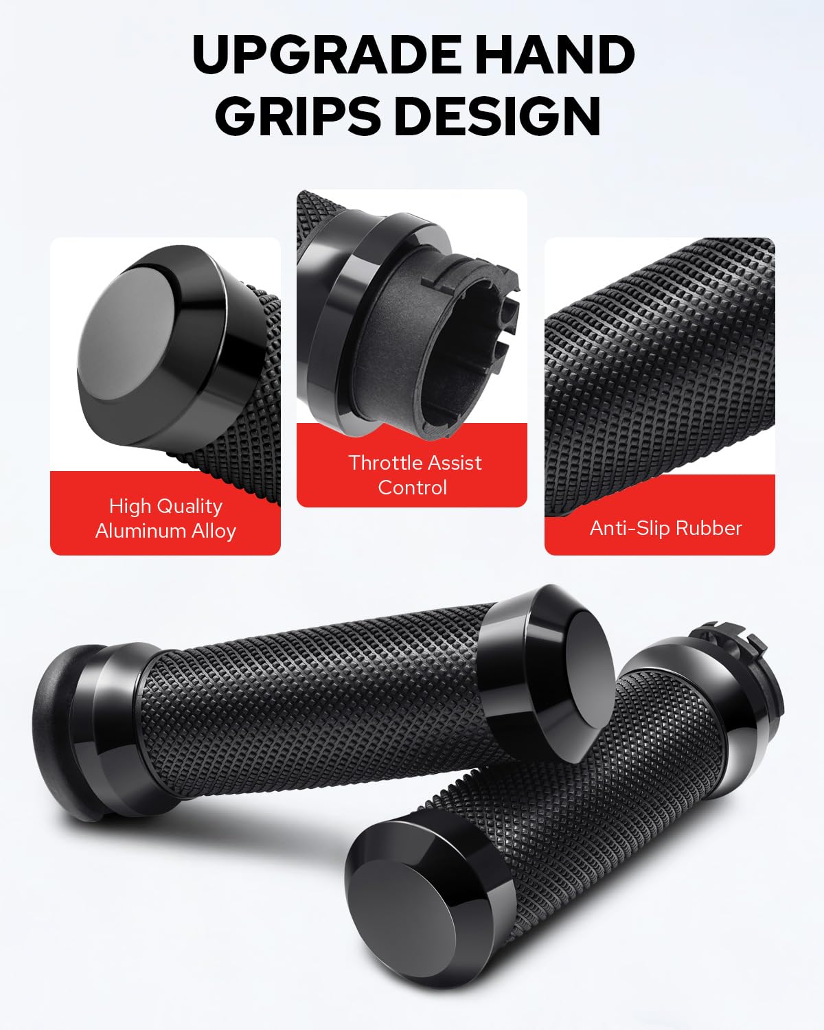Benlari throttle grips clamp installation without glue or screws for easy upgrade.