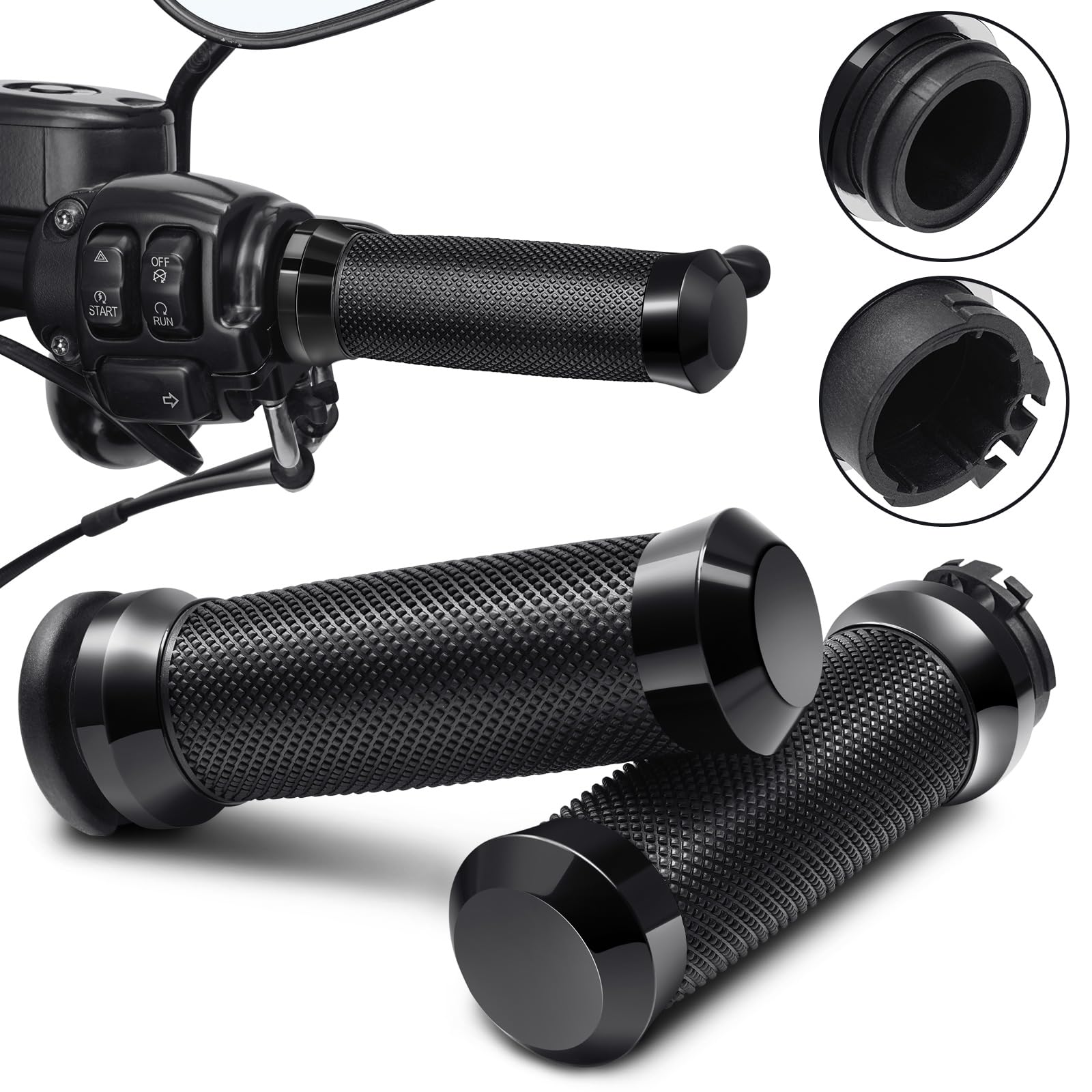 Benlari 1'' throttle grips fit Harley models with precise alignment for smooth rides.