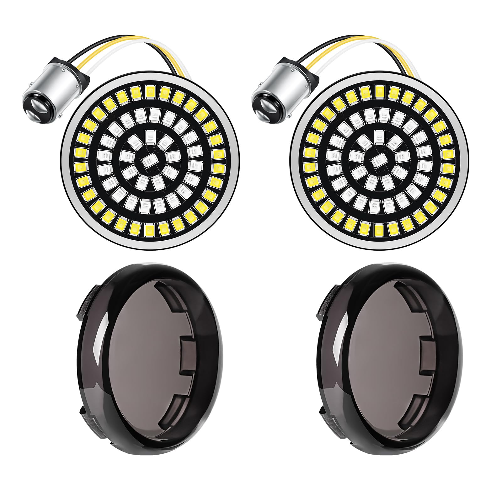Benlari 2-inch front turn signal left illuminated for Harley, enhancing daytime visibility.