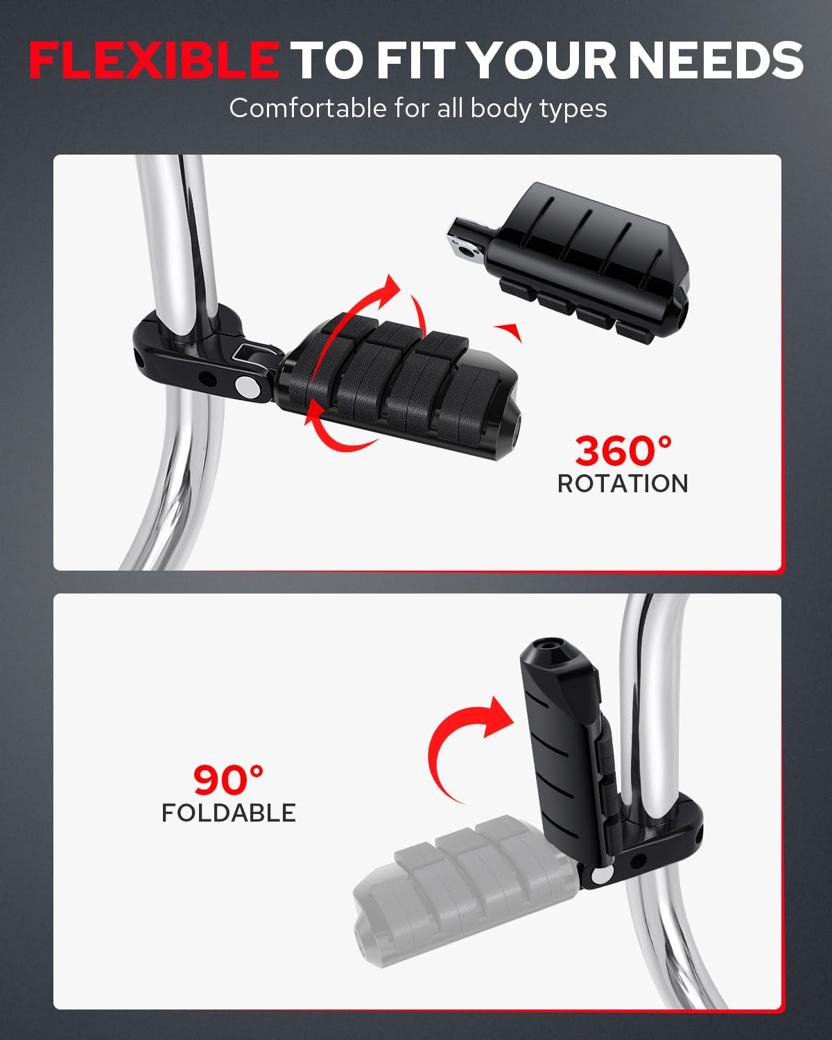 Benlari A3 steel foot pegs showing rugged design on a touring bike